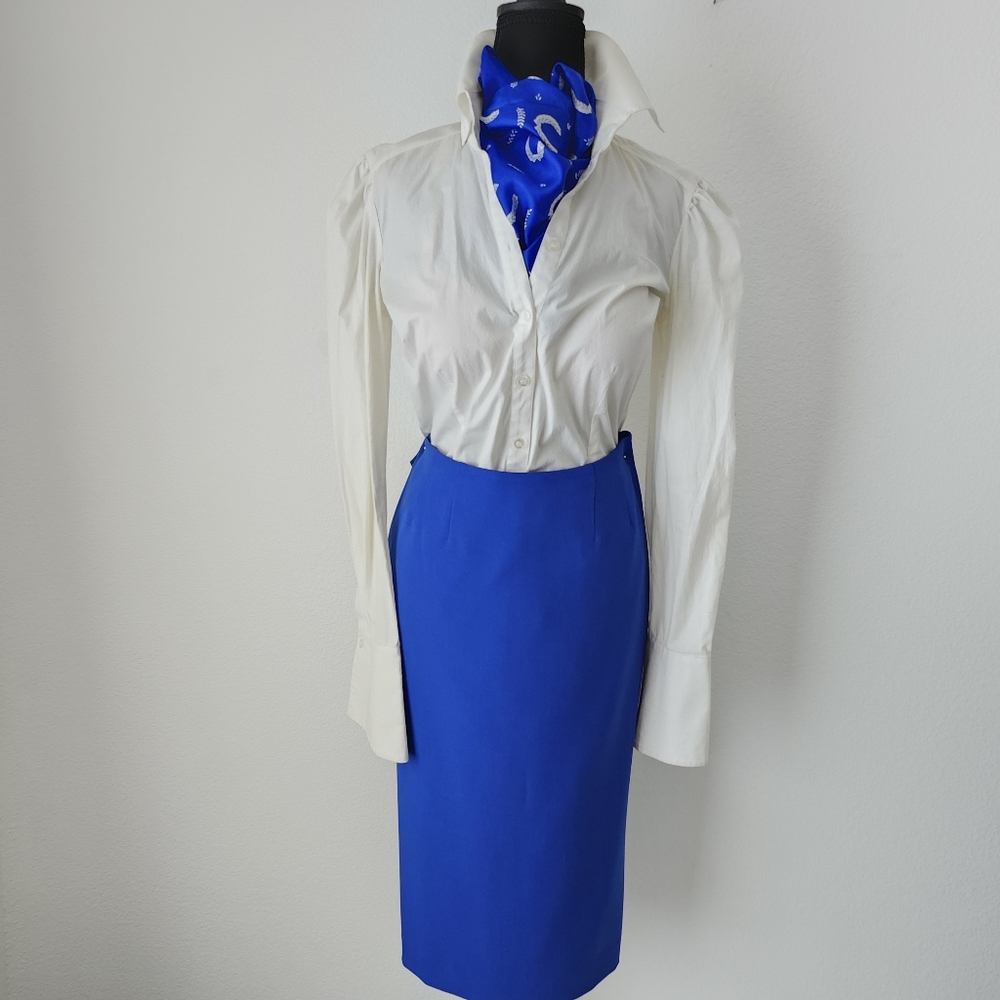 LUXURY Blue Pencil Skirt For The Office